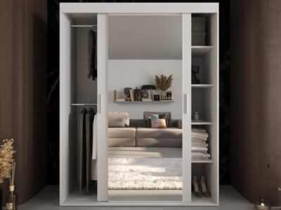 Szafa Przesuwna 160 cm Otario frontalnie z uchylonymi drzwiami