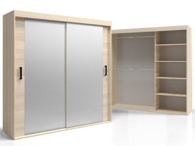 Szafa Z Lustrami 150 CM Garderoba Dwudrzwiowa Z Wyposażeniem + Opcje Personalizacji + Wybór Kolorów DENVER VSZ75