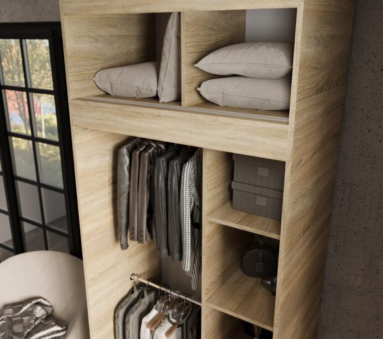 Wnętrze szafy Otario 100x250 z nadstawką dąb sonoma